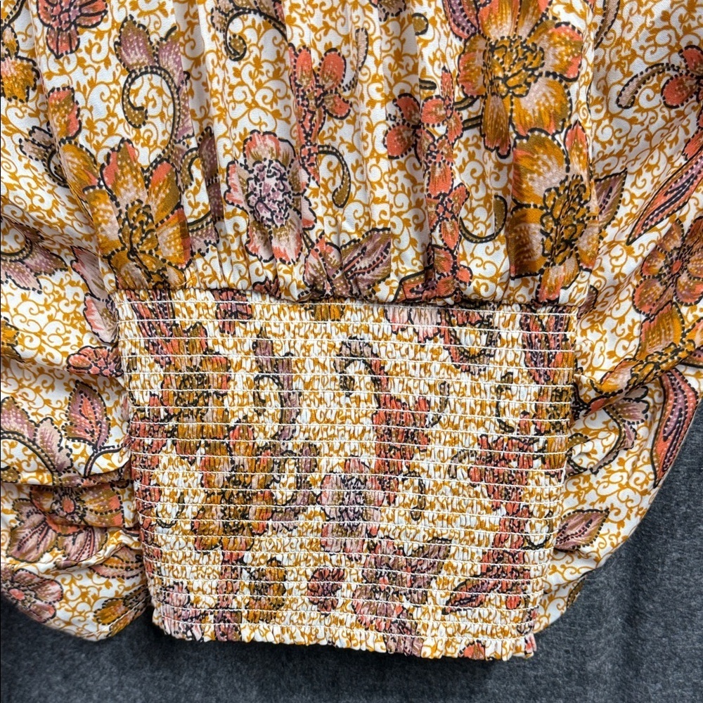 FP Movement by Free People Floral Ruffle Blouse - Orange and Purple - Picture 4 of 8